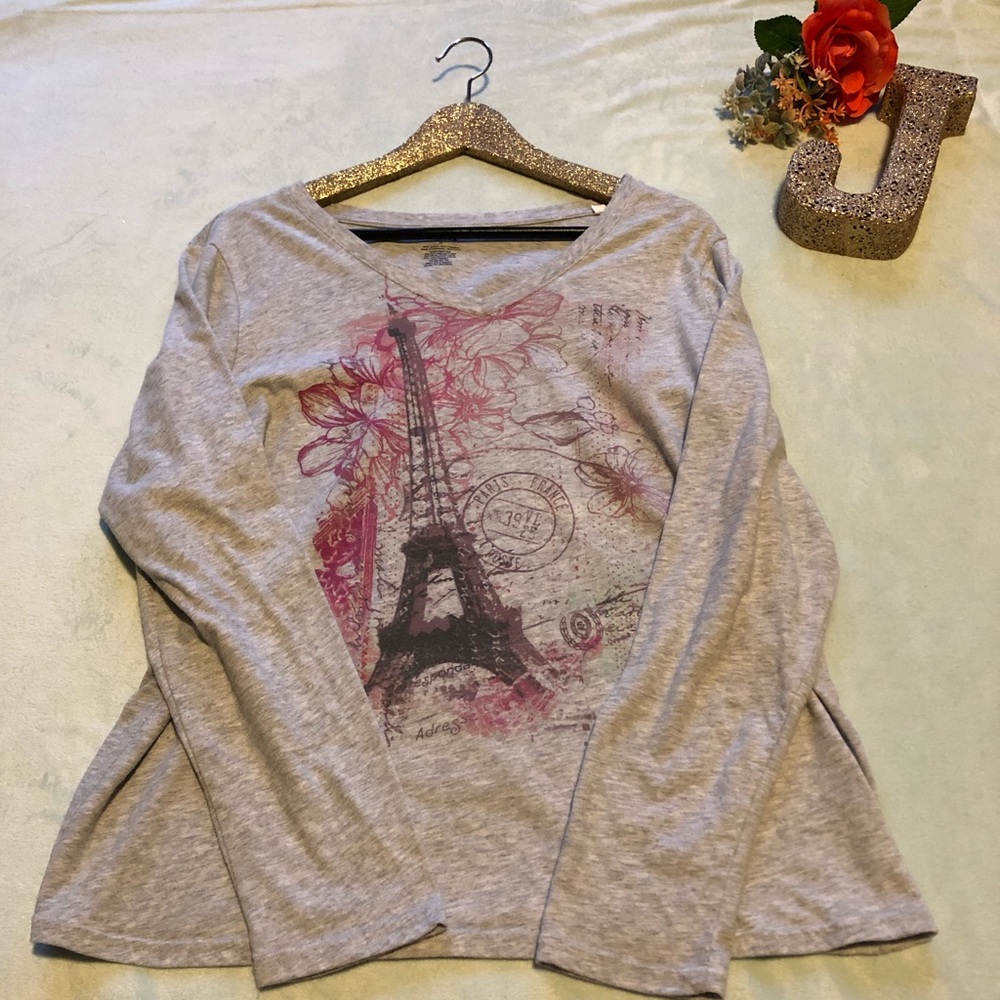 Gray and Pink Paris Shirt- Size XL